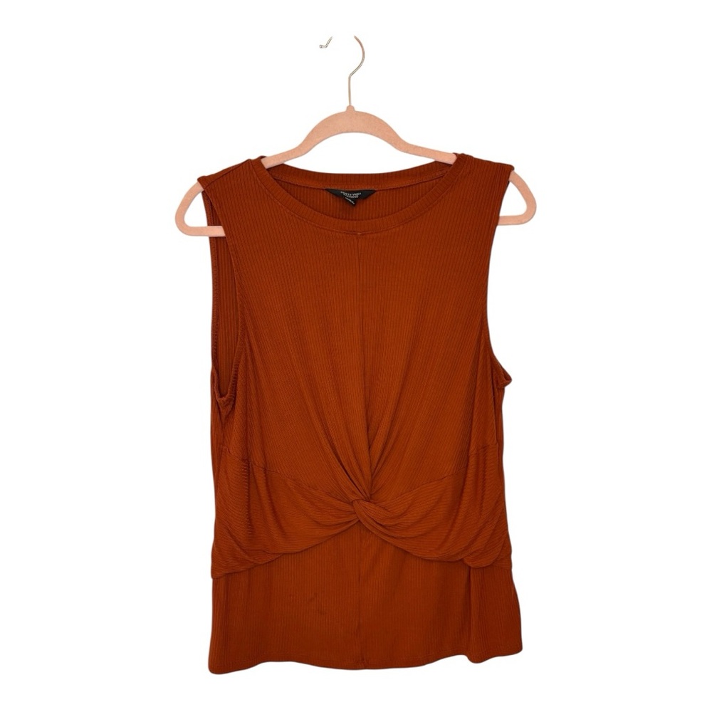 Simply Vera Vera Wang Burnt Orange Tie Front Tank Top Minimalist Chic Large